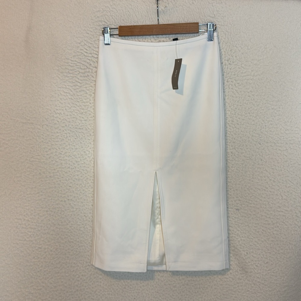 J Crew Pencil midi skirt in four-season stretch Womens Size 0 Ivory white